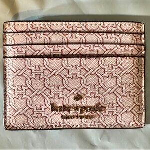 Kate Spade Slim Card Holder, light Pink Spade Link, Retails $69